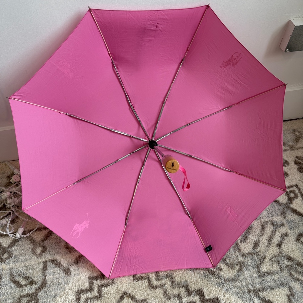 POLO Ralph Lauren Collapsible Umbrella Bubblegum Pink - Picture 7 of 14